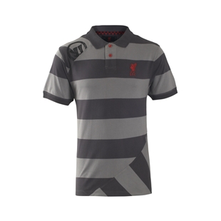LFC Mens Grey Warrior Melwood Dante Stripe Polo LFC Mens Grey Warrior Melwood Dante Stripe Polo