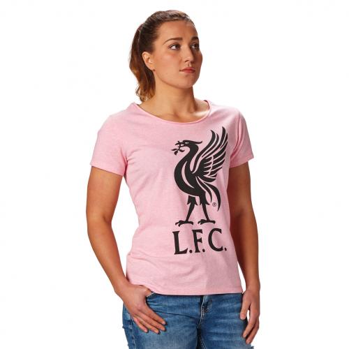 LFC Ladies Pink Marl Liverbird Tee LFC Ladies Pink Marl Liverbird Tee