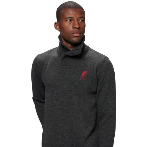 LFC Mens Charcoal Acrylic Funnel Neck Knit LFC Mens Charcoal Acrylic Funnel Neck Knit
