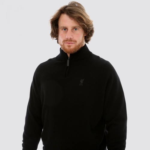 LFC Signature Mens Black Lambswool 1/4 Zip Neck Jumper LFC Signature Mens Black Lambswool 1/4 Zip Neck Jumper