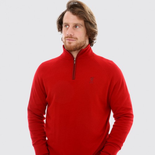 LFC Signature Mens Red Merino 1/4 Zip Jumper LFC Signature Mens Red Merino 1/4 Zip Jumper