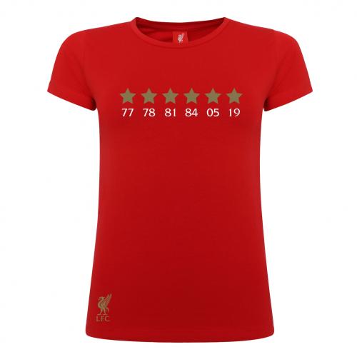 Six Times Red LFC T-Shirt - Womens Six Times Red LFC T-Shirt - Womens